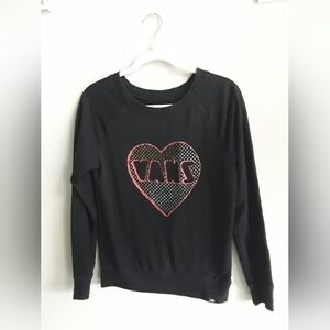 💚2/$25💚 Vans Black and Pink Heart Sweatshirt Women's Size Small Retro Vintage